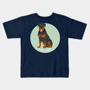 Rottweiler Rottie Dog Breed Cursive Graphic Kids T-Shirt